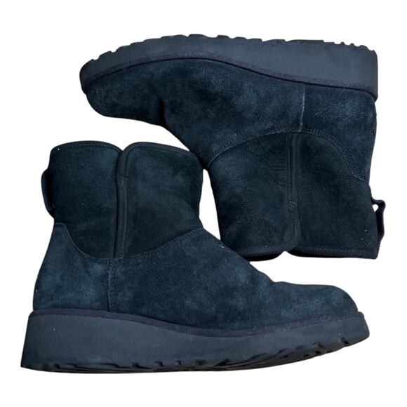 Ugg Kristin Wedge Short Boots Winter Shearling Black Suede Women’s Designer US 6 - Picture 8 of 9